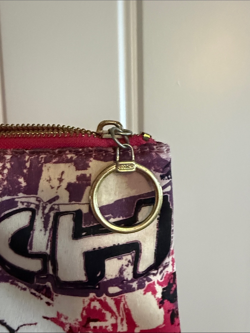 Coach Poppy Pink and Fuchsia Graffiti Canvas Tote with Gold Hardware - Picture 4 of 9